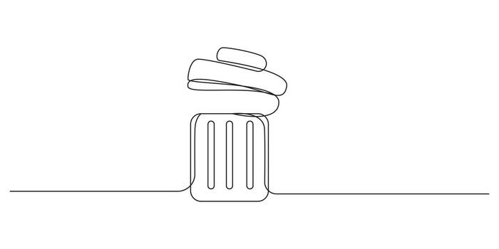 Minimalist Continuous Line Drawing of a Trash Can Icon vector