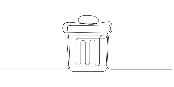 Continuous Line Trash Can Delete Icon vector