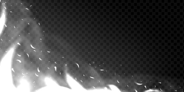 Blazing embers and bright sparks glow in dark smoky air. Realistic 3D flame texture with heat and light effect. Perfect for cinematic blacksmith or explosion background. vector