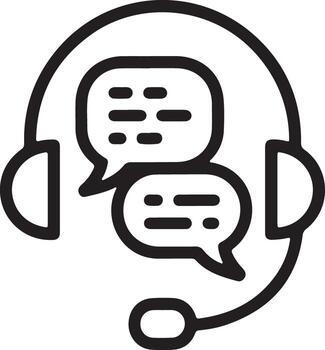 Headset with speech bubbles representing communication and support vector