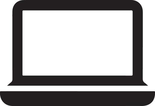 Simple black and white icon of an open laptop computer vector