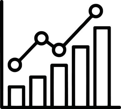 Hand drawn bar chart and line graph showing upward trend vector