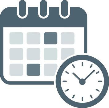 Calendar and clock icon representing time and scheduling vector