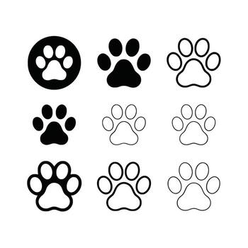 colección de pata impresión íconos en varios estilos vector