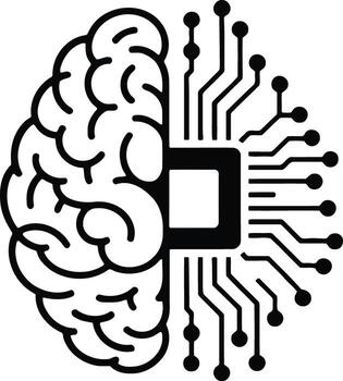 Digital brain and circuitry fusion representing artificial intelligence vector
