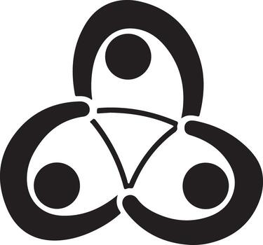 Abstract black and white three part interlocking symbol vector