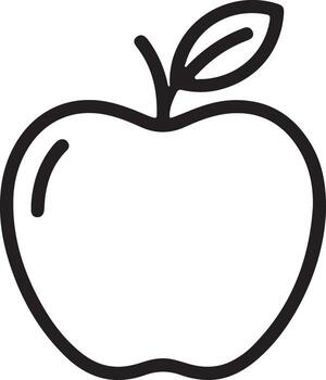 Simple outline drawing of a fresh apple with a leaf vector