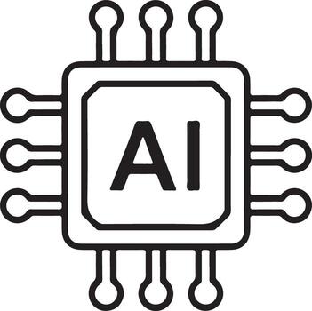 Artificial intelligence chip icon with ai text vector