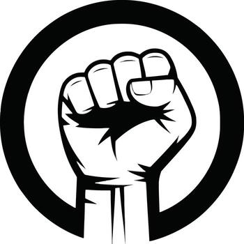 Raised fist symbol of power and resistance within a circle vector