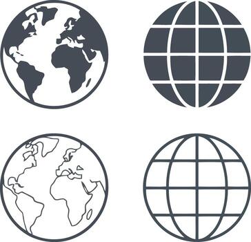 Four globe icons representing earth and global networks vector