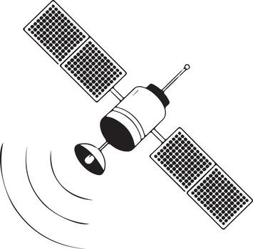 Sketch of a satellite transmitting signals into space vector