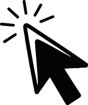 mano dibujado transparente cursor haciendo clic con rayos de ligero vector