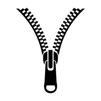 An open black zipper reveals a white background, offering a stark contrast in simplicity vector