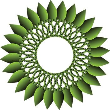 Green Circular Leaf Mandala Frame or Border Design with Decorative Chain Pattern and Copy Space vector