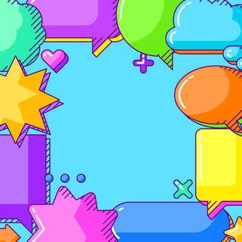 Background with speech bubbles. Decorative abstract object in line art style. vector