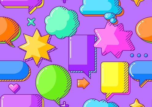 Pattern with line speech bubbles. Decorative objects in line art style. vector