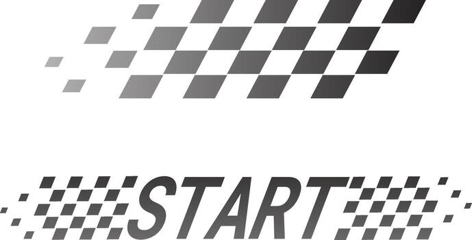 Start line racing championship sticker abstract auto emblem with black and white gradient checkered flag design vector
