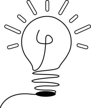 continuo uno línea ligero bulbo simbolizando creatividad, innovación, y brillante ideas para moderno proyecto diseño. vector