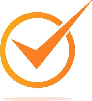 Graphic Design Element Featuring a Bold Orange Check Mark Inside a Circle Signifying Approval and Validation vector