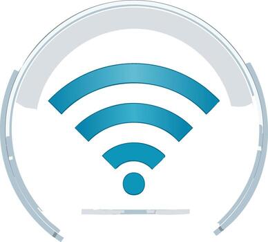 Blue Wifi Signal Icon Within a Futuristic Transparent Circular Frame vector