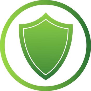 Green gradient shield badge inside a circle symbolizing security safety and protection icon vector