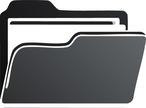 Modern gray and black open folder icon for documents and data organization vector