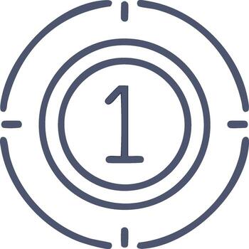 Number One in Circle Outline with Target Marks First Place Achievement Graphic vector