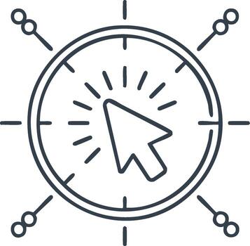 precisión digital márketing estrategia con cursor hacer clic y repartido alcanzar vector