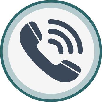 estilizado teléfono icono con olas señal, circular diseño con verde azulado acentos para comunicación y conectividad ilustración vector