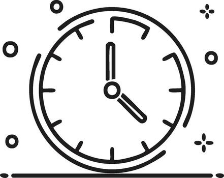 Clock icon illustration isolated on white background with decorative elements vector