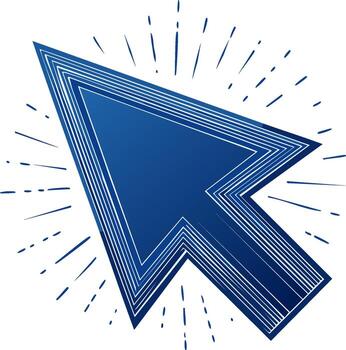 Blue Arrow Cursor with Sunburst Graphic Symbolizes Selection and Navigation Technology vector
