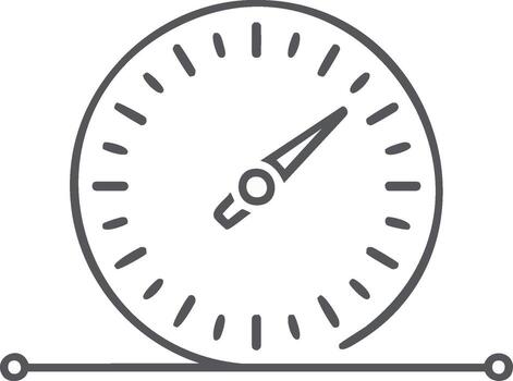 Speedometer gauge icon with needle and circular dial element vector