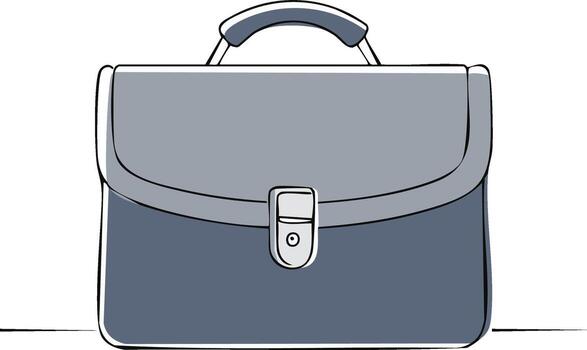 Simple illustration of a gray leather briefcase with a handle and a buckle vector
