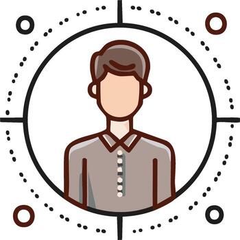 Target audience icon with person in a scope for marketing and customer focus vector