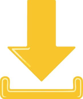 Simple yellow download button icon with a down arrow for a web or app user interface vector