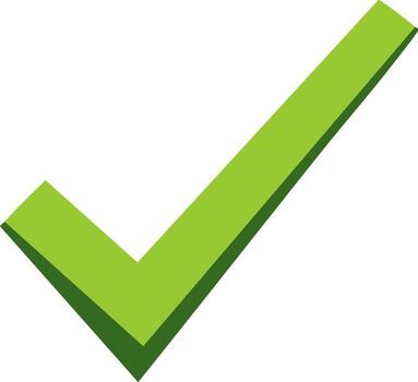 Tres dimensional verde cheque marca icono para correcto aprobación y éxito símbolo vector