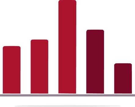 Simple bar chart graphic with rising and falling columns of varying heights vector