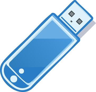Blue USB flash drive icon illustration. Portable memory stick for digital data and computer technology vector