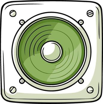Green Loudspeaker Illustration with Square Frame and Bolts for Audio Sound vector