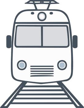 Front View of an Electric Train on Rails Line Art Icon vector