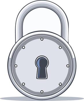 Metallic padlock with keyhole symbolizing digital security and privacy protection illustration vector
