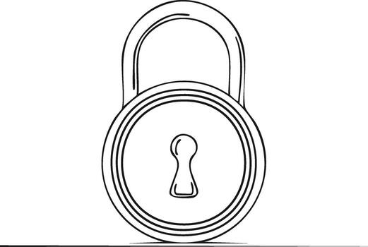 Minimalist continuous line drawing of a padlock symbol for security and privacy concepts vector