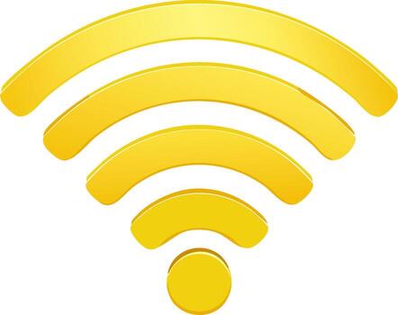 Golden WiFi signal icon wireless internet network connection technology and communication symbol vector