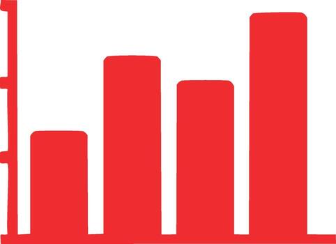 Simple red bar chart icon for business growth and data analysis vector