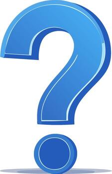 Blue 3D question mark symbol illustration for FAQ help support and problem concept vector