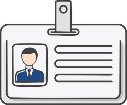 Employee identification card with professional photo and information fields access badge illustration vector