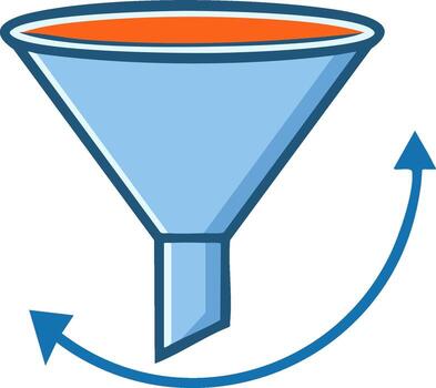 márketing conversión embudo con circular flecha representando proceso fluir y datos mejoramiento ciclo vector