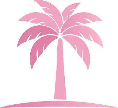 Minimalist pink palm tree icon design art with soft gradient representing summer, tropics and relaxation vector