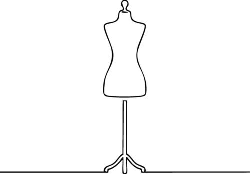 Elegant tailor's mannequin drawn with a single continuous line art style vector