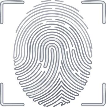 Stylized fingerprint scan icon representing secure biometric identification and access control technology vector